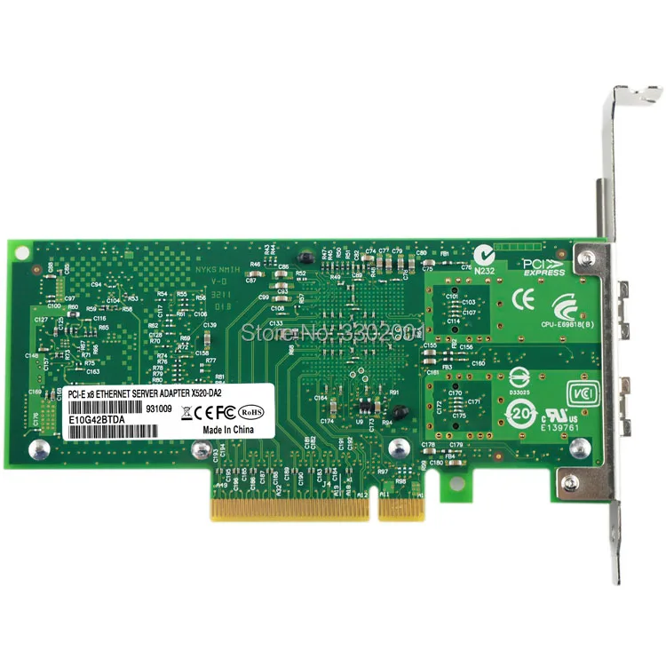Сетевой адаптер Ethernet X520-DA2 10G SFP + dualport PCIe 2 0x8 Intel 82599ES Chip включая два многомодовых