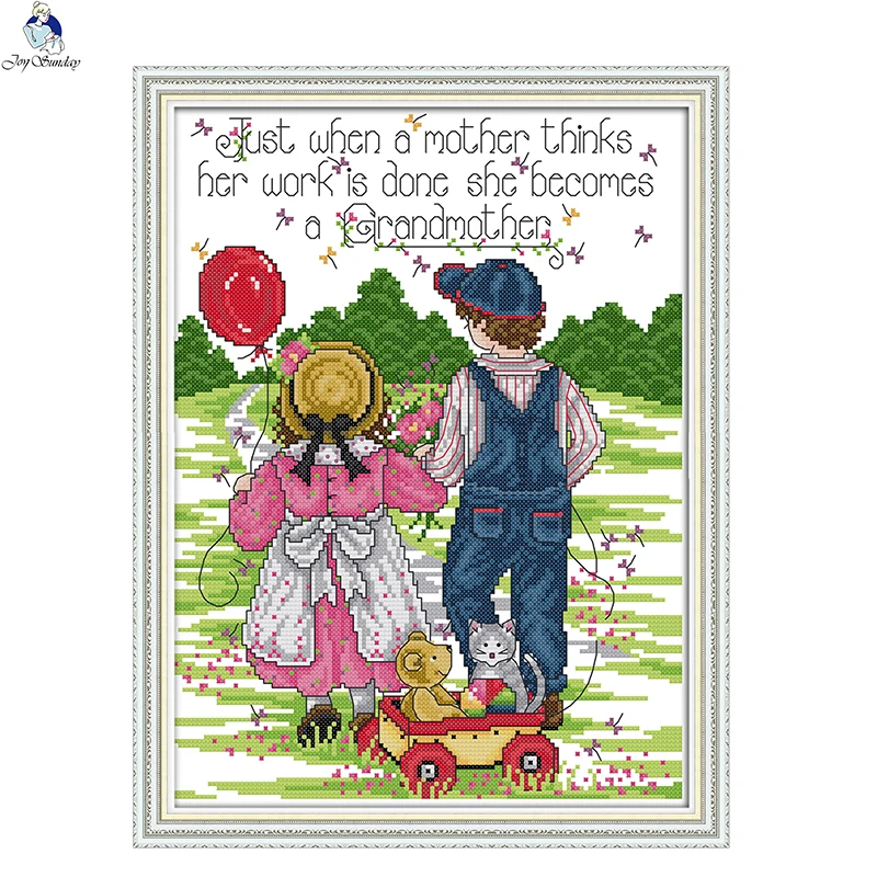 JoySunday cross stitch kits needlework set Santa Claus Christmas fairy girl 14CT 11CT cotton painting gift art factory wholesale | Дом и сад