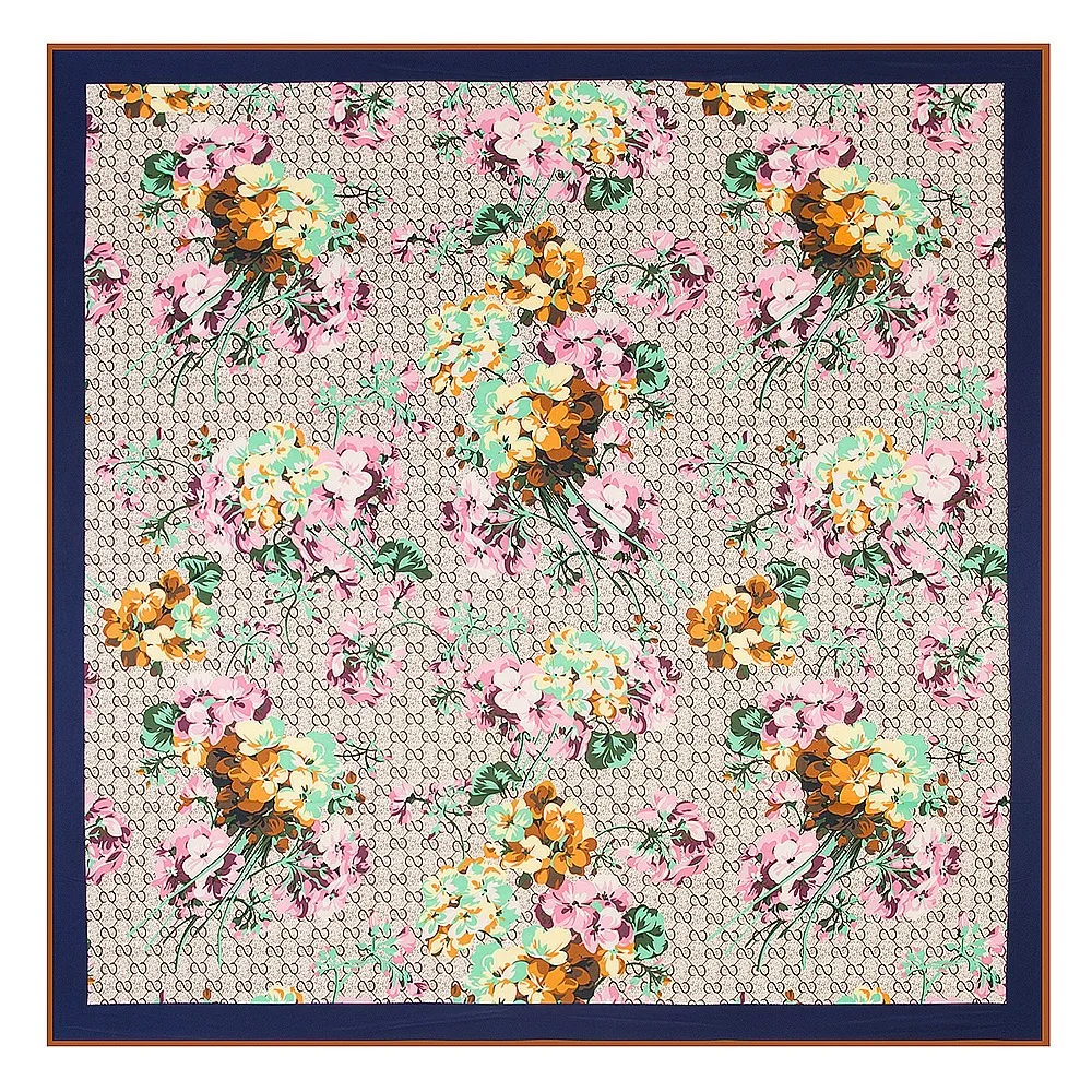

Fashion Scarves For Women Print 100% Twill Silk Scarf Female Luxury Brand 130cm Square Shawl Wrap Head Hijab Scarfs For Ladies
