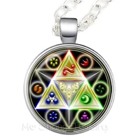 pentagram magic matrix time gem glass dome necklace handmade jewelry gift for friends keep talisman and treatment of injury