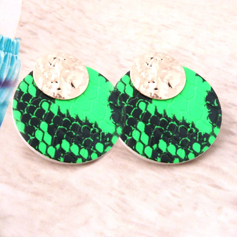 snake green NeeFu WoFu точка флуоресцентная кожа серьги с тигром змея медь для женщин Brinco Oorbellen модные ювелирные изделия оптом - Окраска металла: snake green