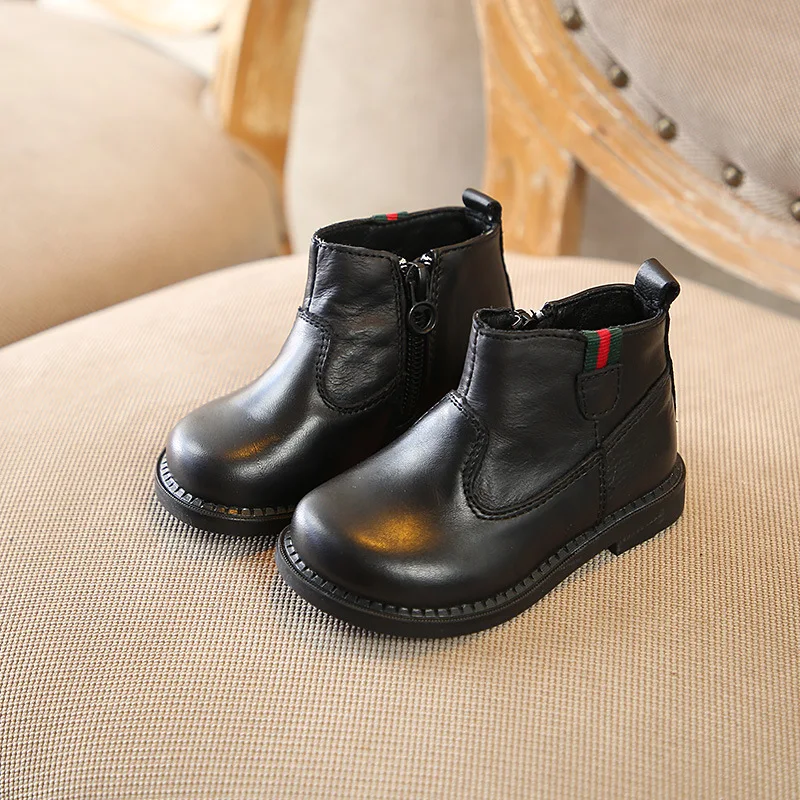 Осень 2018 г. детские модные полусапожки Martin детей из натуральной кожи пинетки для