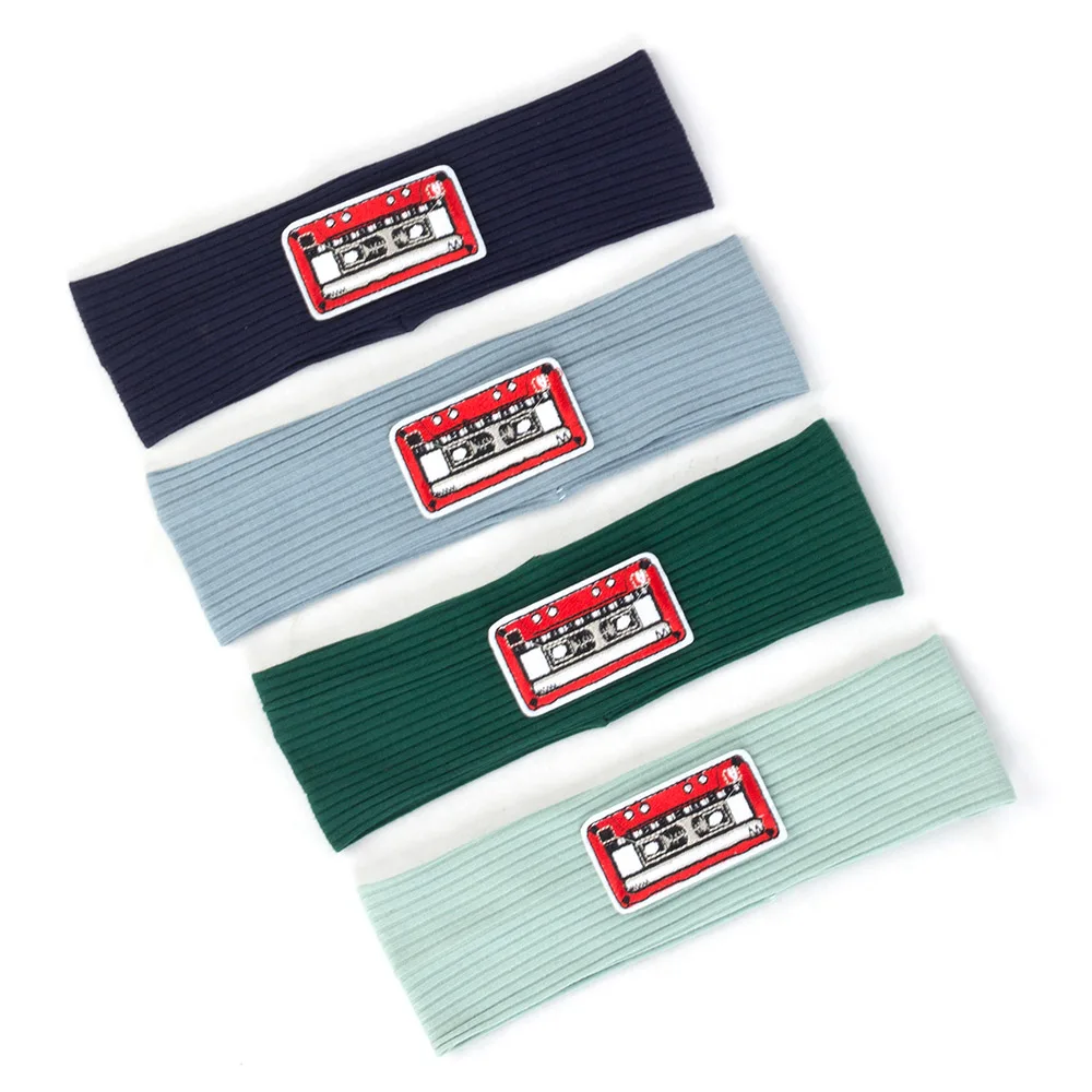 

Children Cotton Ribbed Hairband Radio Applique Accessories Flat Stretchy Headband For Baby Girls Boys Cut Head Wrap Turban AT015