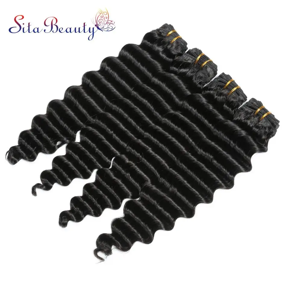 Волнистые пряди с закрытием перуанские волосы 8 28 дюймов Sita Beauty Remy человеческие