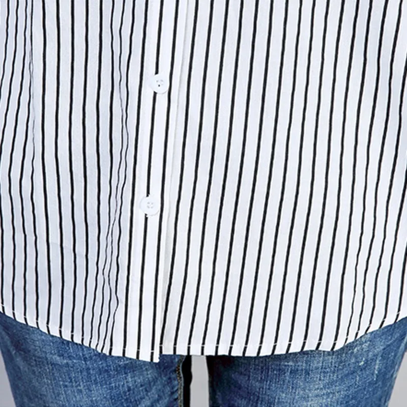 

Autumn Floral Embroidery White Long Sleeve Women Blouses Blue Striped Shirt Cotton Casual Women Tops blusas mujer de moda 2019