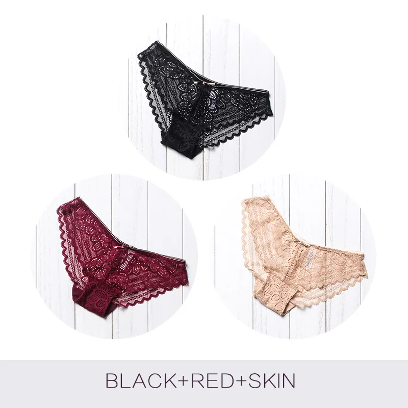 BlackRedSkin Сексуальное женское нижнее белье, женские дышащие кружевные трусы, женские сексуальные трусики, бесшовные трусики, нижнее белье для девушек - Цвет: BlackRedSkin