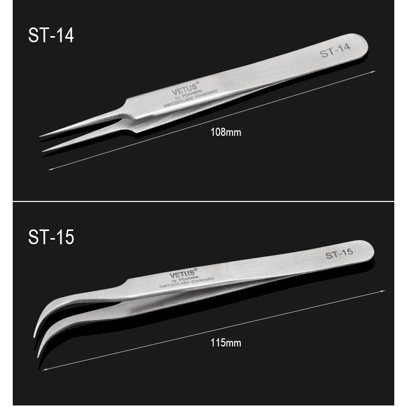 VETUS White ST 10-ST 17 норка наращивание ресниц нержавеющая сталь tweezers антистатические прямые и изгиб Ложные щипцы для ресниц