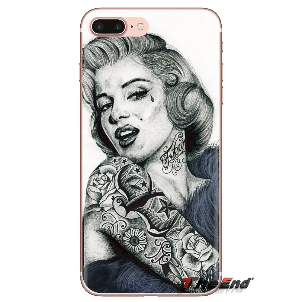 Silicone Skin Case marylin monroe tatooe glasses Skull For Samsung Galaxy S3 S4 S5 Mini S6 S7 Edge S8 S9 S10 Plus Note 3 4 5 8 9 |