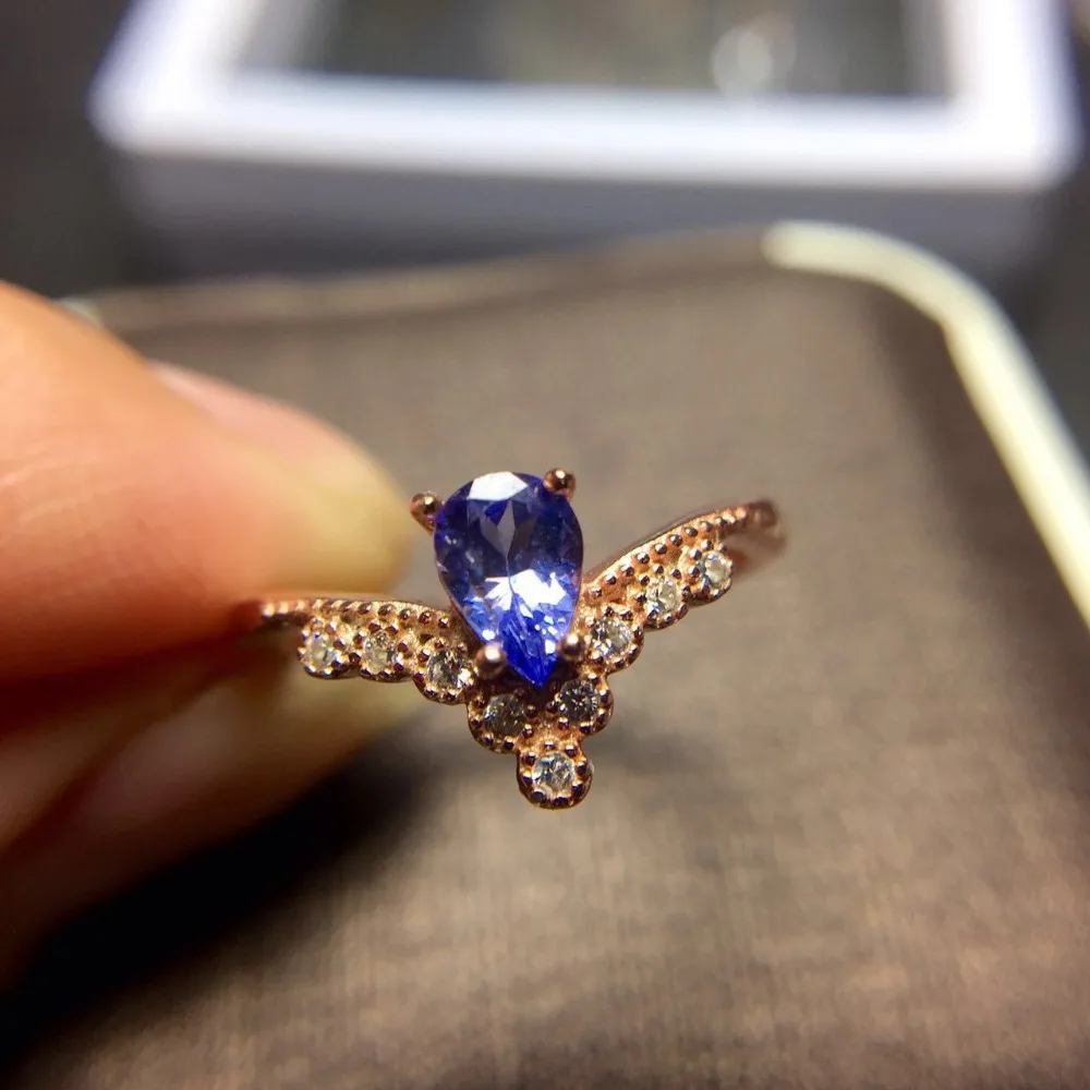 

KJJEAXCMY fine jewelry 925 silver inlay natural Tanzanite color Topaz Ladies Ring Jewelry a