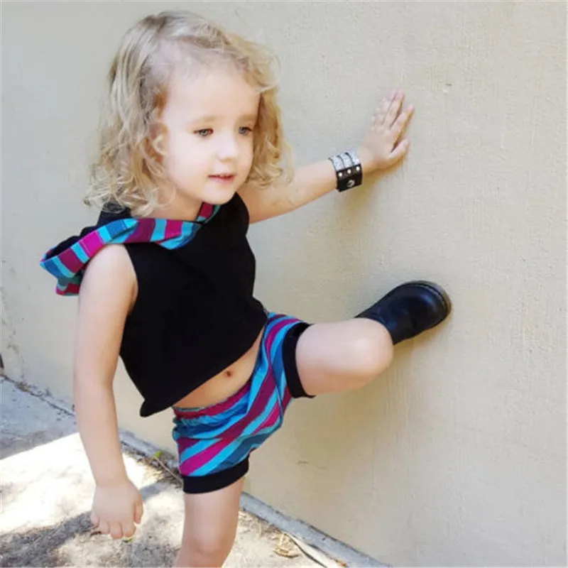 Летний комплект одежды для новорожденных милый укороченный топ без рукавов с