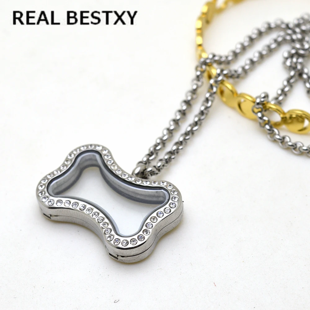 Настоящая Серебряная кость собаки BESTXY плавающий медальон ожерелье с цепочкой