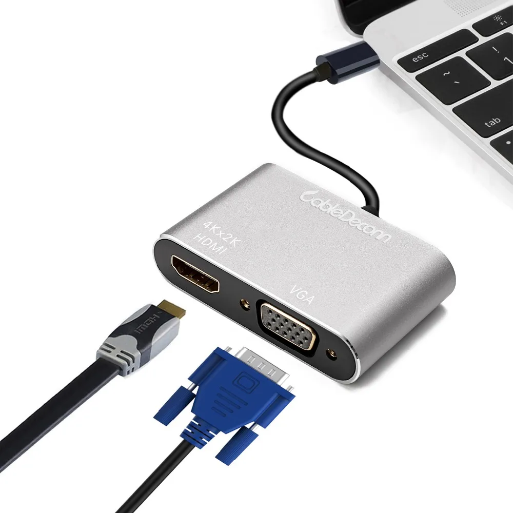 Кабель USB-C Type-C Thunderbolt 3 к HDMI 4 VGA 1080P мини кабель адаптер для Samsung S8 Macbook Pro 2016 2017 Dell XPS |
