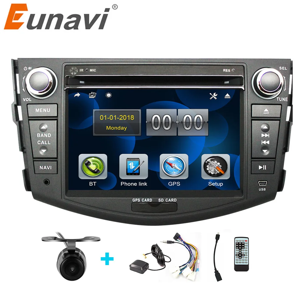 Автомобильный DVD плеер Eunavi 2Din Автомагнитола для Toyota RAV4 2006 2007 2008 2009 2010 управление