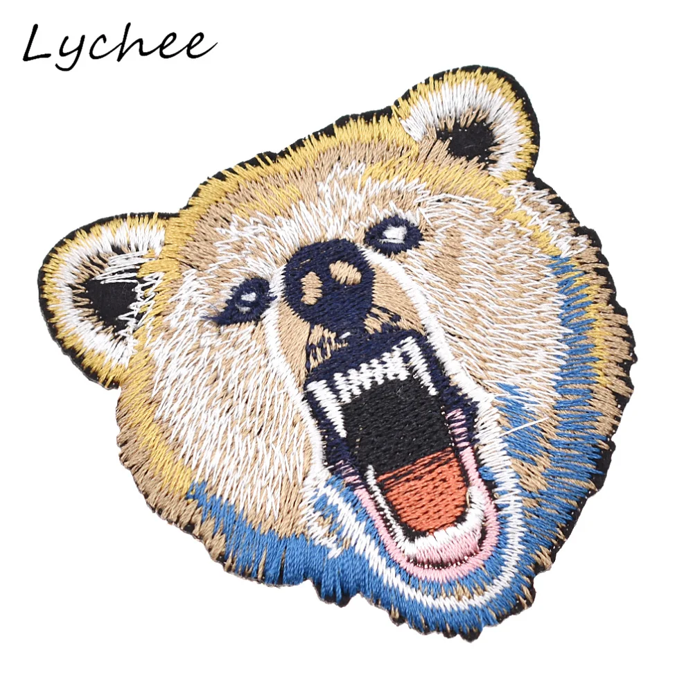 Lychee нетканые нашивки с вышивкой медведя раскручивающегося зла клейкой лентой