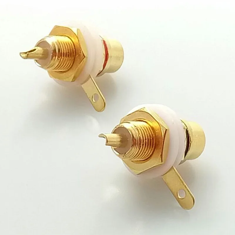 100 шт./лот разъем RCA женское паяльное крепление позолоченный гнездовой шасси