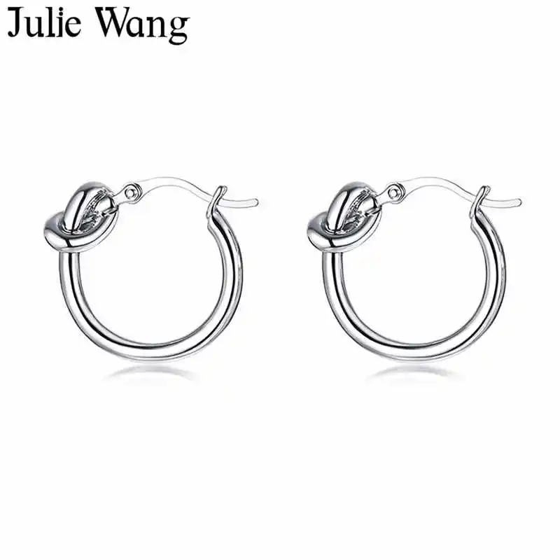Женские серьги кольца Julie Wang из нержавеющей стали золотистые/Серебристые клипсы