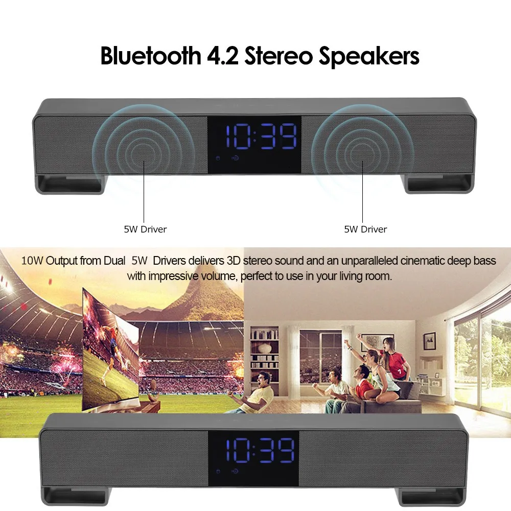 5 Вт* 2 2200 мАч беспроводной Bluetooth динамик звуковая панель для ТВ проектора громкий динамик сабвуфер для Iphone Xiaomi Android телефонов