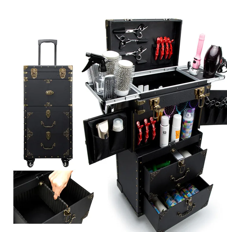 Визажист Парикмахерская Rolling Toolbox, колесико косметический костюм чехол сумка, Гвозди маникюрный чехол тележка, красота Отдел коробка