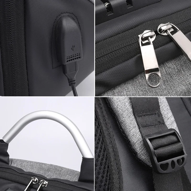 Мужской рюкзак, usb зарядка, деловой рюкзак, мужской замок, защита от кражи, большая холщовая дорожная сумка для ноутбука, школьная сумка для подростка