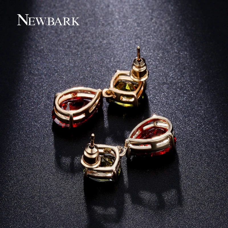 NEWBARK Squre Crystal Long Drop Wedding Earring Red Teardrop Cubic Zirconia Earrings Wholesale Jewelry Brincos Femininos|wedding drop