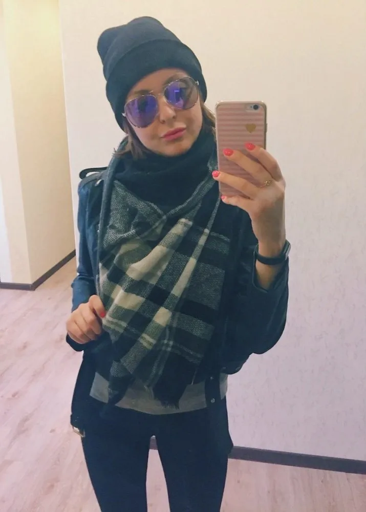 Прямая доставка 2017 г. зимний шарф Для женщин плед кашемир Треугольники Теплый Wrap