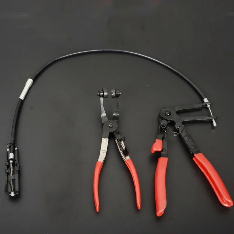 

Cable Type Flexible Wire Long Reach Hose Clip Pliers+45 Degree Angle Bent Nose Hose Clamp Pliers Auto Vehicle Car Repairs Tools