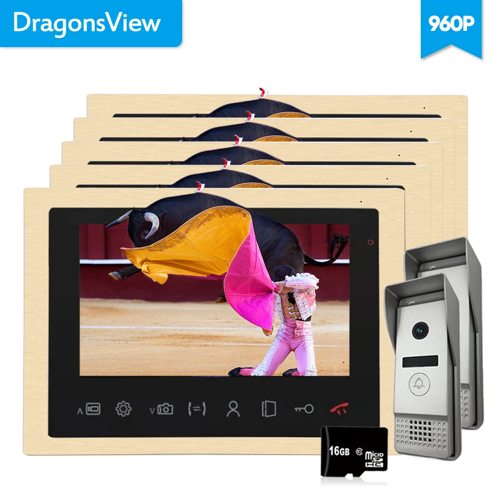 Dragonsview видео дверной звонок Дверной телефон видеодомофон с записью движения ИК