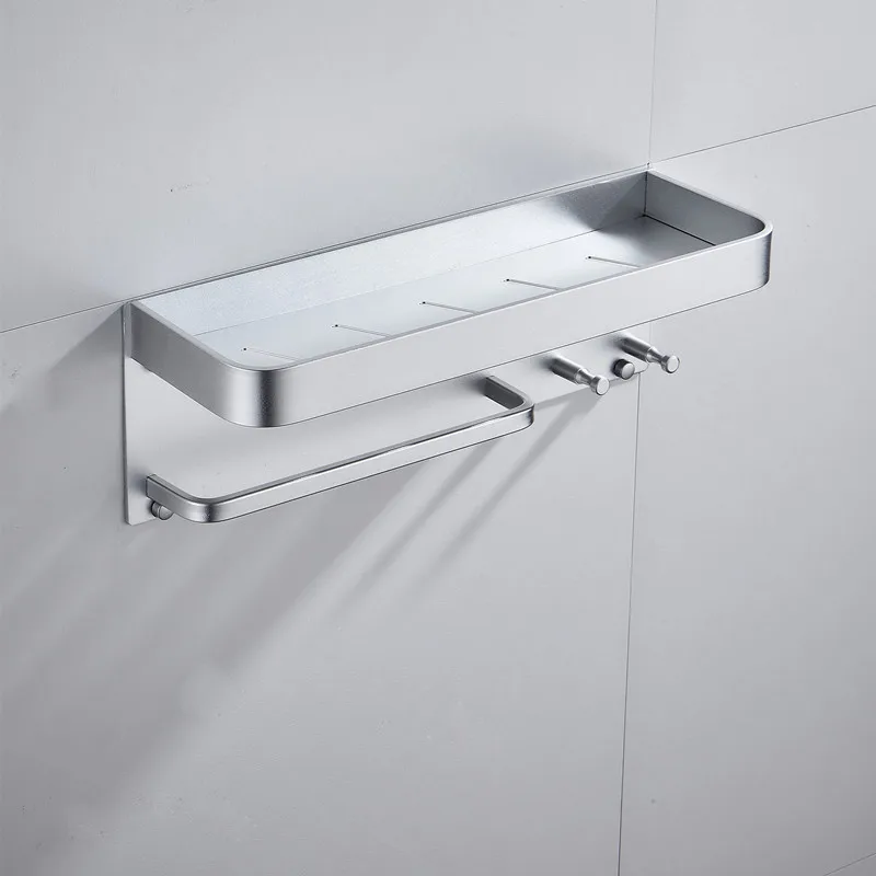 40cm sliver shelf Черная полка для ванной комнаты, алюминиевая угловая полка, держатель для ванной комнаты, корзина для душевой комнаты, тканевый крючок, аксессуары для ванной комнаты MH8510B - Цвет: 40cm sliver shelf