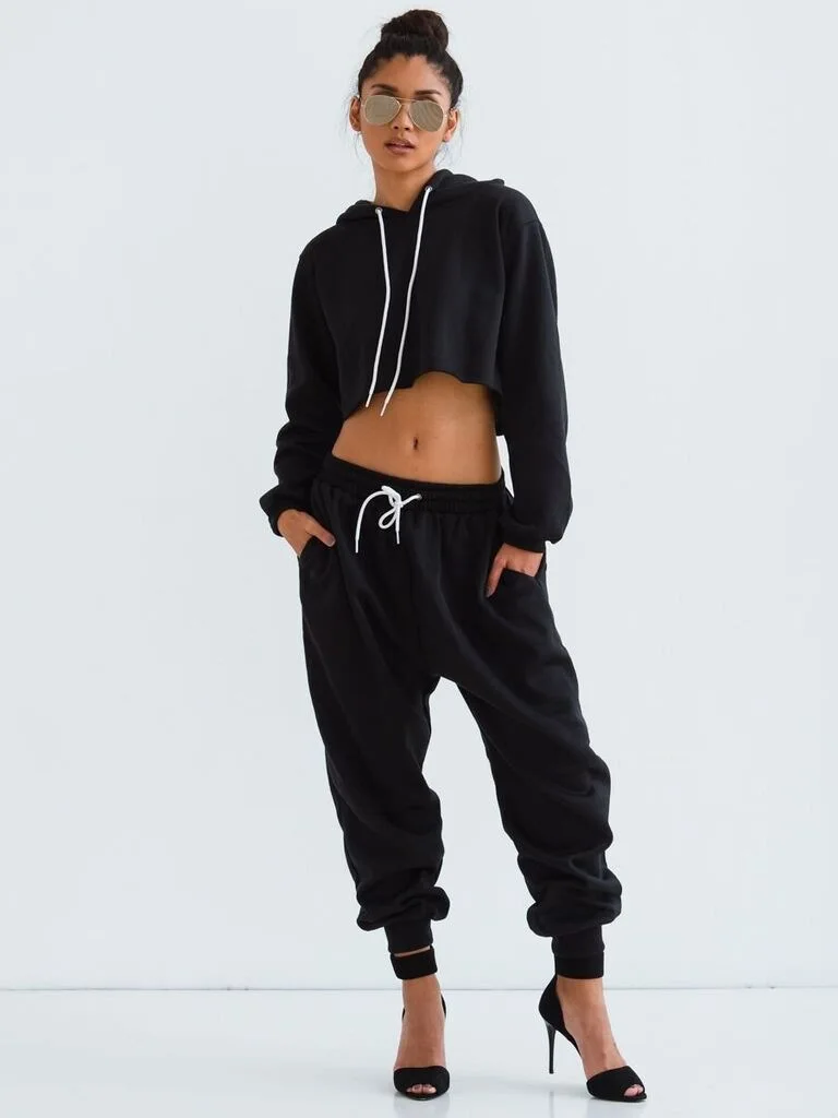 Костюмы топ Лидер продаж хлопок Полный Капюшоном Drawstring осень 2017 г. Couture костюм