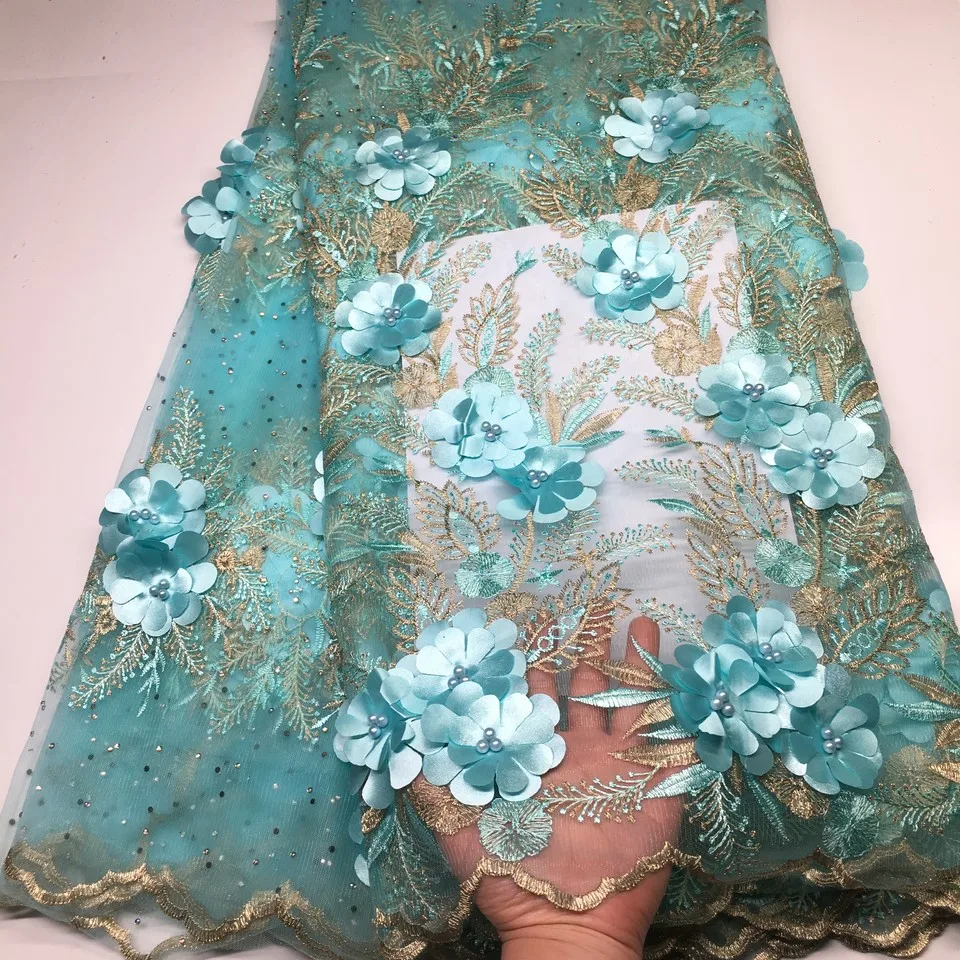 

Nigerian Lace Fabrics For Wedding 2019, African French Lace Fabric High Quality 3D Lace, Blue White Lace Applique HX05N WXB