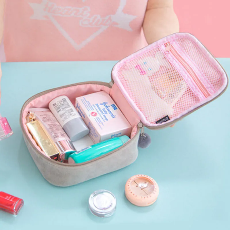 Кролик стиль косметичка плюшевая сумка для макияжа девушка мыть мешок милый