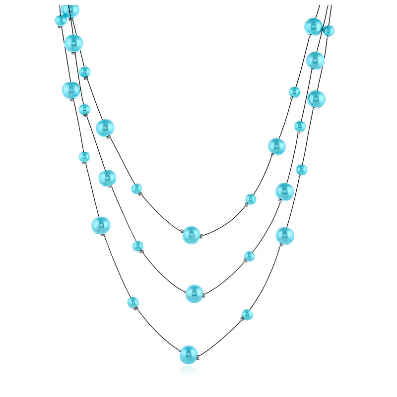 Новый многослойный кристалл жемчужное ожерелье для женщин винтажное