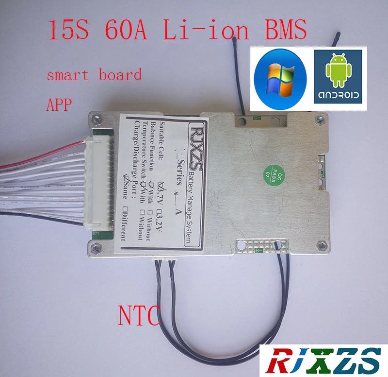 Умная плата 15S 60A литий-полимерная Защитная BMS/PCM/PCB для 15 ячеек батареи 18650 с