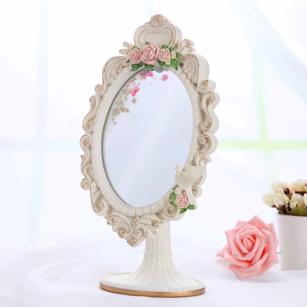 

European mirror Princess mirror desktop vanity mirror portable HD cosmetic resin desktop single-sided beauty salon mirror LO7274