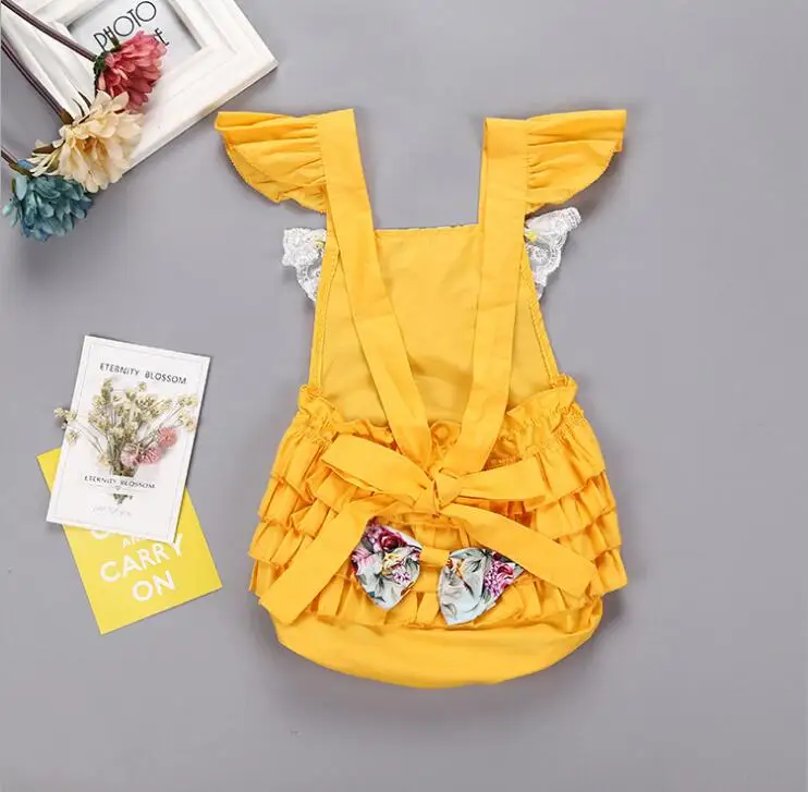 Новинка 2017 года винтажный комбинезон с цветочным узором для маленьких девочек