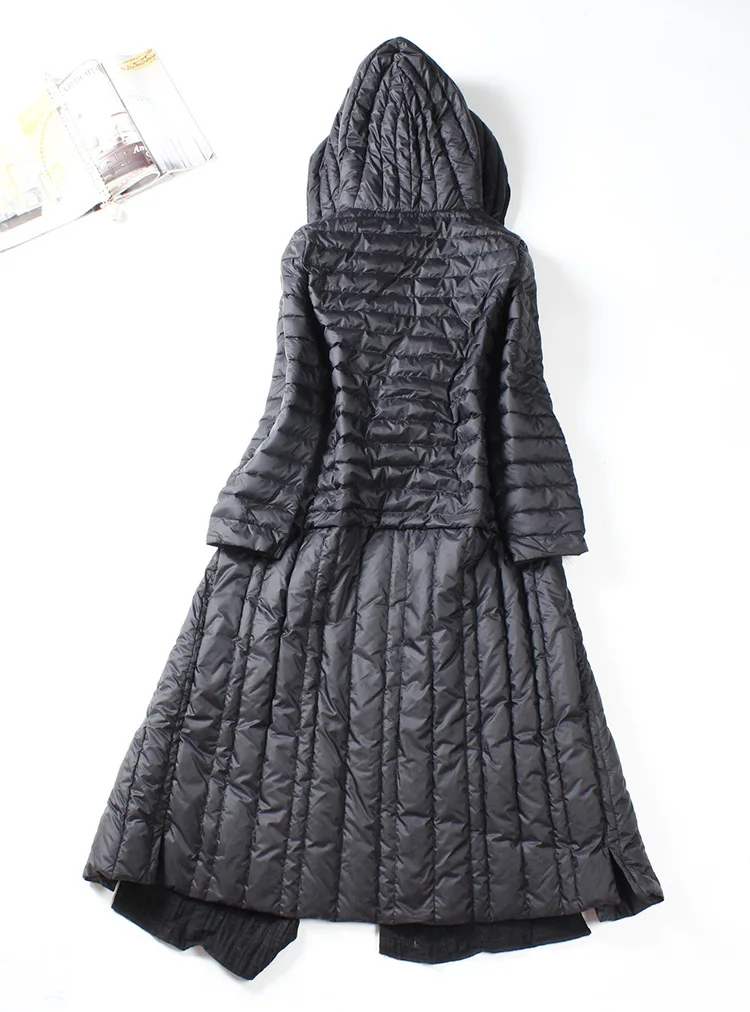 Для женщин вниз пальто новый 2018 Зимние черные сапоги Длинная Верхняя одежда