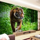 Фотообои 3D стерео с тигром, зеленым деревом, обои для гостиной, ТВ-фон, настенный домашний декор, 3 D
