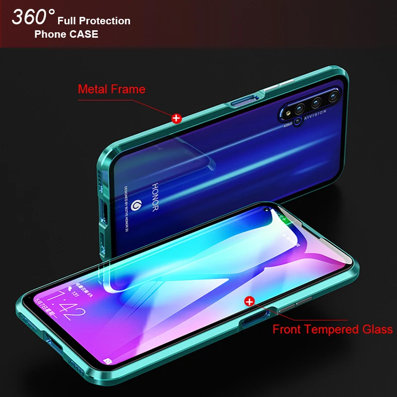 Передний+ задний стеклянный чехол для huawei Honor 20 Pro 9X Pro, Магнитный чехол для Honor 20 9X, чехол на весь корпус, противоударный чехол
