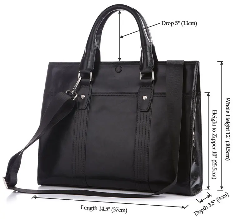 

Men's Briefcase Bags Cow Leather Black Business Man 15" laptop Ipad Bags Male Shoulder Crossbody Messenger Handbag Tote Bags