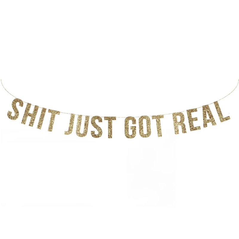 

Party Decoration Banner SHIT JUST GOT REAL Bunting Hanging Flag Party Decor Garland Photo Booth Props Paper Banner