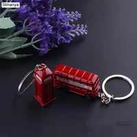 fashion metal key chain double deck bus pendants car key holder phone booth bag charm accessories new keychain gift k1707