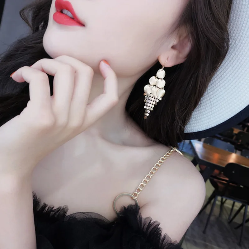 DiLiCa Fashion Women's Earrings Female Simple Long Drop Dangle Tassels Statement Earring Jewelry lange oorbellen | Украшения и