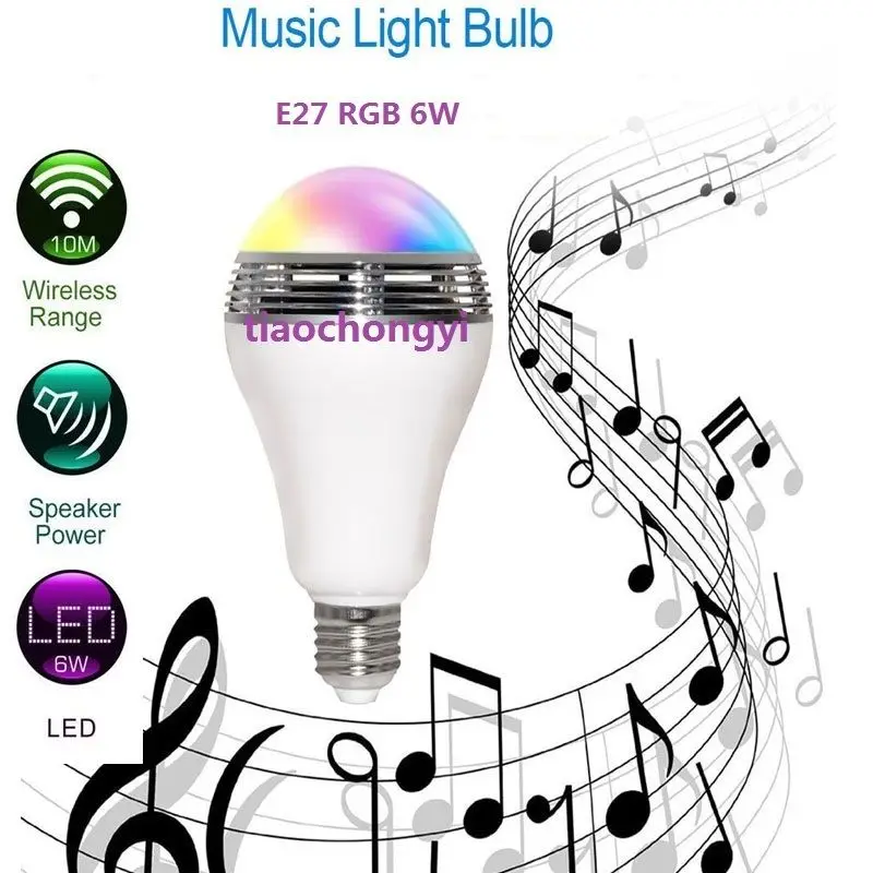6 Вт светодиодная цветная лампа RGB E27 Bluetooth управление умная музыкальная звуковая