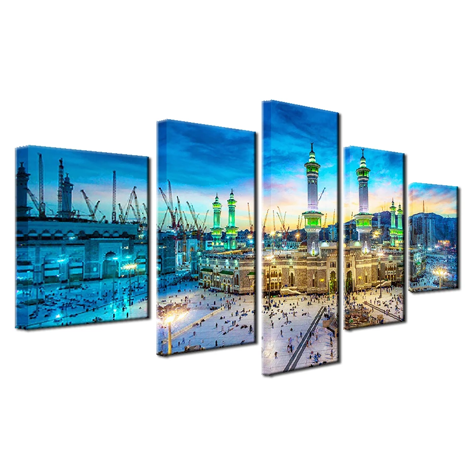 Холст Картины Гостиная HD печатает Home Decor 5 шт. исламистского плакат стены Книги по