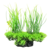 plastic emulational decorative long leaf plant for aquarium 20cm green