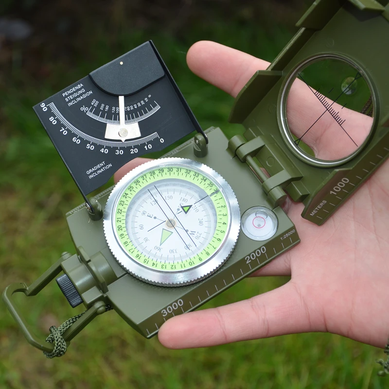 K4074 компас с измеритель наклона армейский зеленый цвет Американский Многофункциональный Светящийся Ручной компас с линейкой уровень открытый руководство