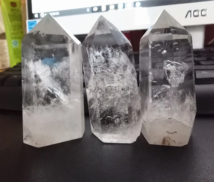 3 шт. натуральный прозрачный кристалл точечная белая кварцевая палочка|quartz