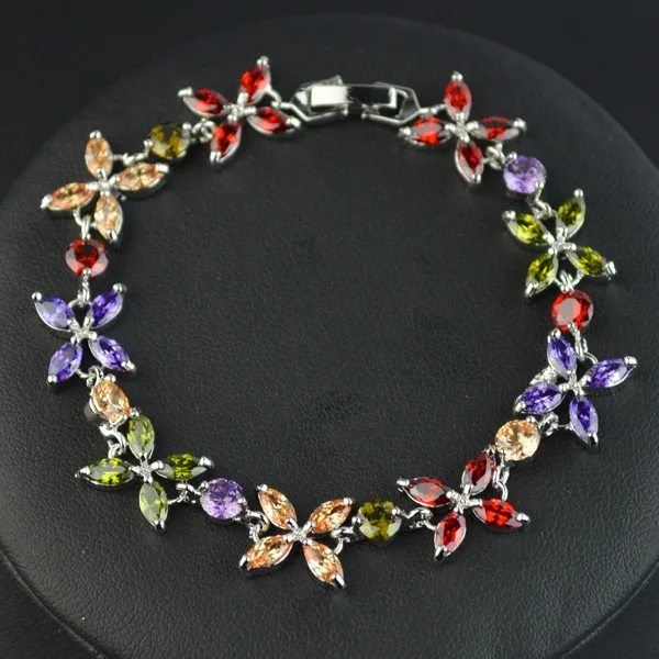 Многоцветный/белый/зеленый цветок модные браслеты для женщин AAA циркон