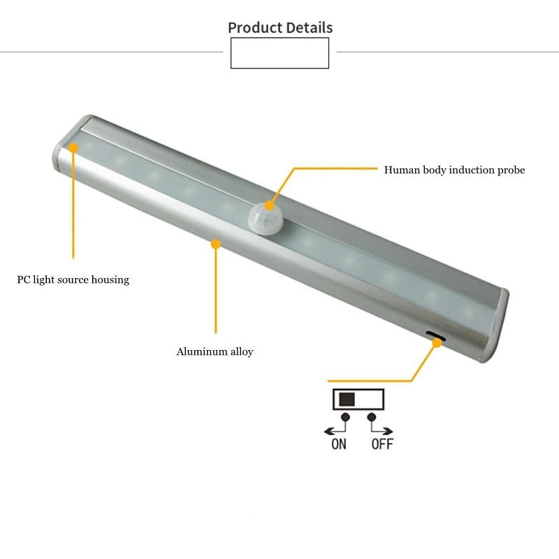 IR Infrared Motion Sensor Light LED Night Lamp With Toilet 10LEDs Closet Luminaire | Лампы и освещение