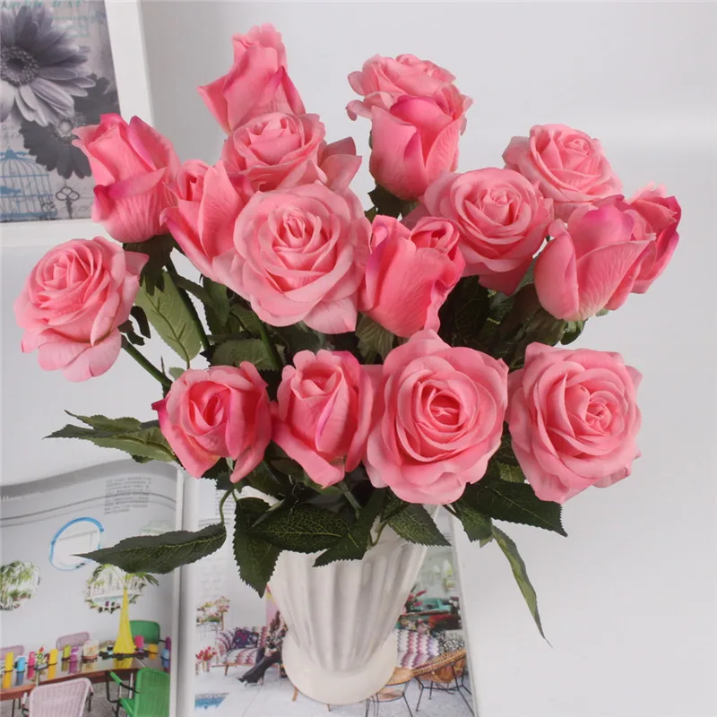 MIX pink 11 шт./лот) свежая роза Искусственные цветы реальные на ощупь розы цветы, украшения дома для Свадебная вечеринка или день рождения цветы искуственные тычинки цветов статуэтки декор дома штормгласс - Цвет: MIX pink